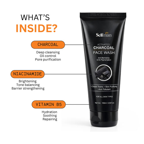 Activated Charcoal Face Wash - Anti Blemishes & De-Pigmentation