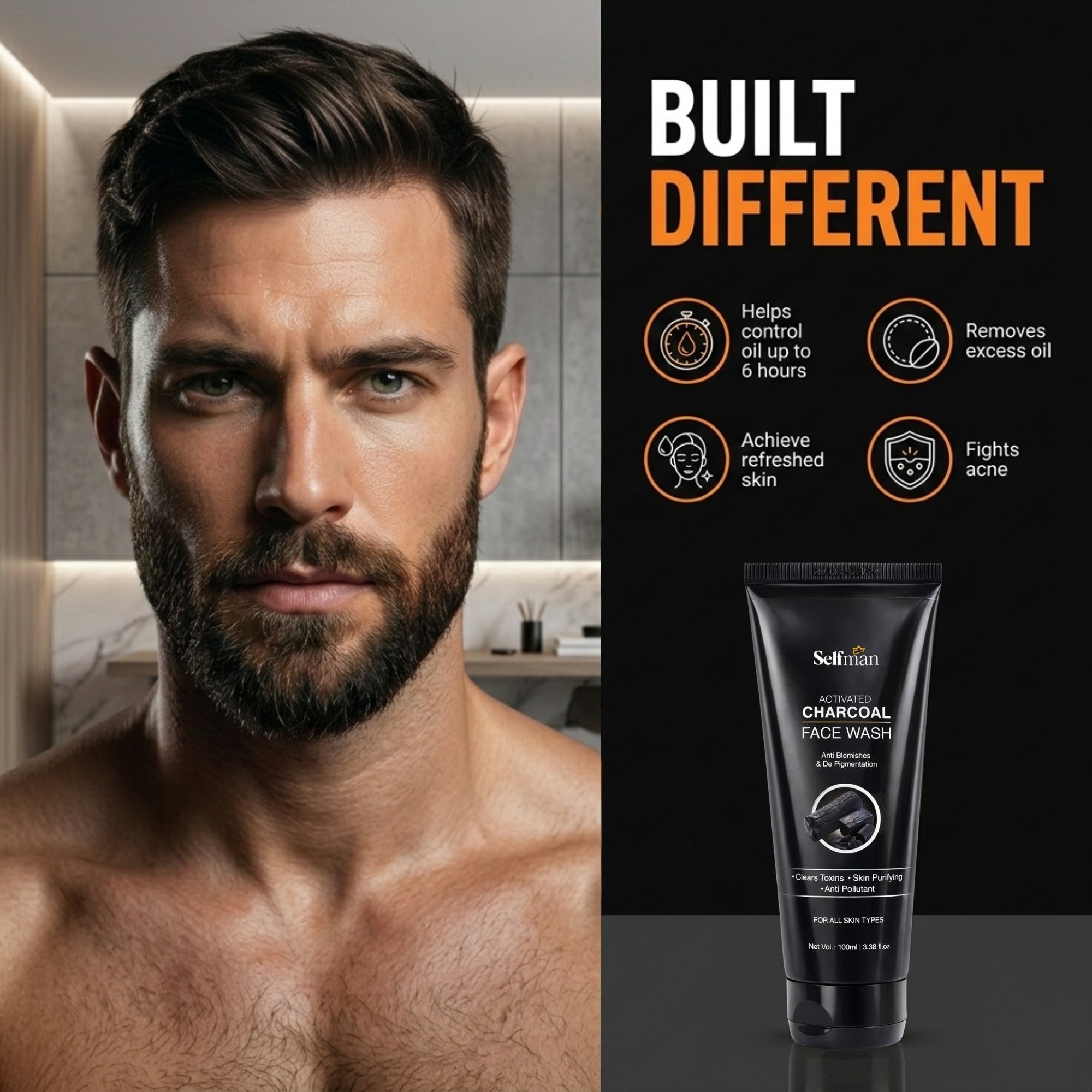 Activated Charcoal Face Wash - Anti Blemishes & De-Pigmentation