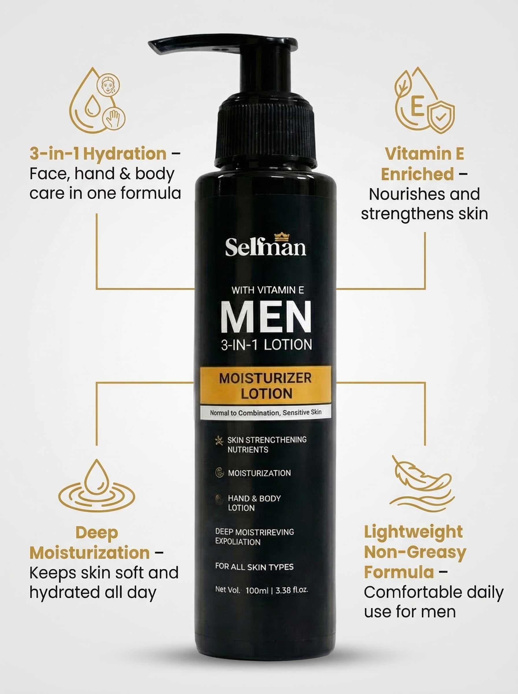 3-in-1 Moisturizer Lotion with Vitamin E